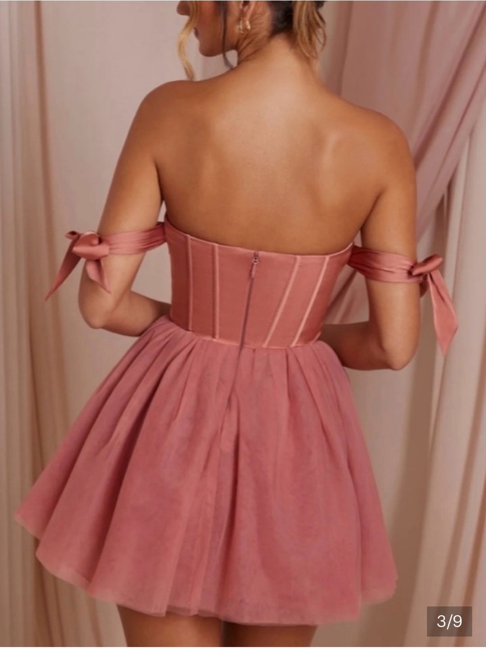 Oh Polly - REINE Off Shoulder Tulle Skirt Mini Dress in Pink - Picture 2 of 6